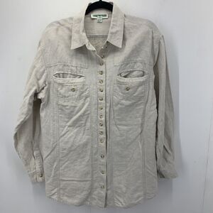 Vintage Boston Proper Womens 10 Button Up Top Safari Campcore Granola Girl Linen